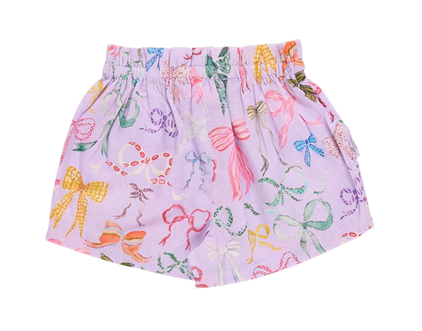 Girls Ruffle Theodore Short - Lavender Watercolor Bows