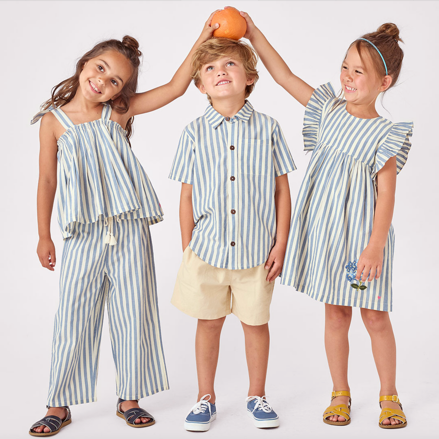 Girls Sarita Dress - Blue Stripe