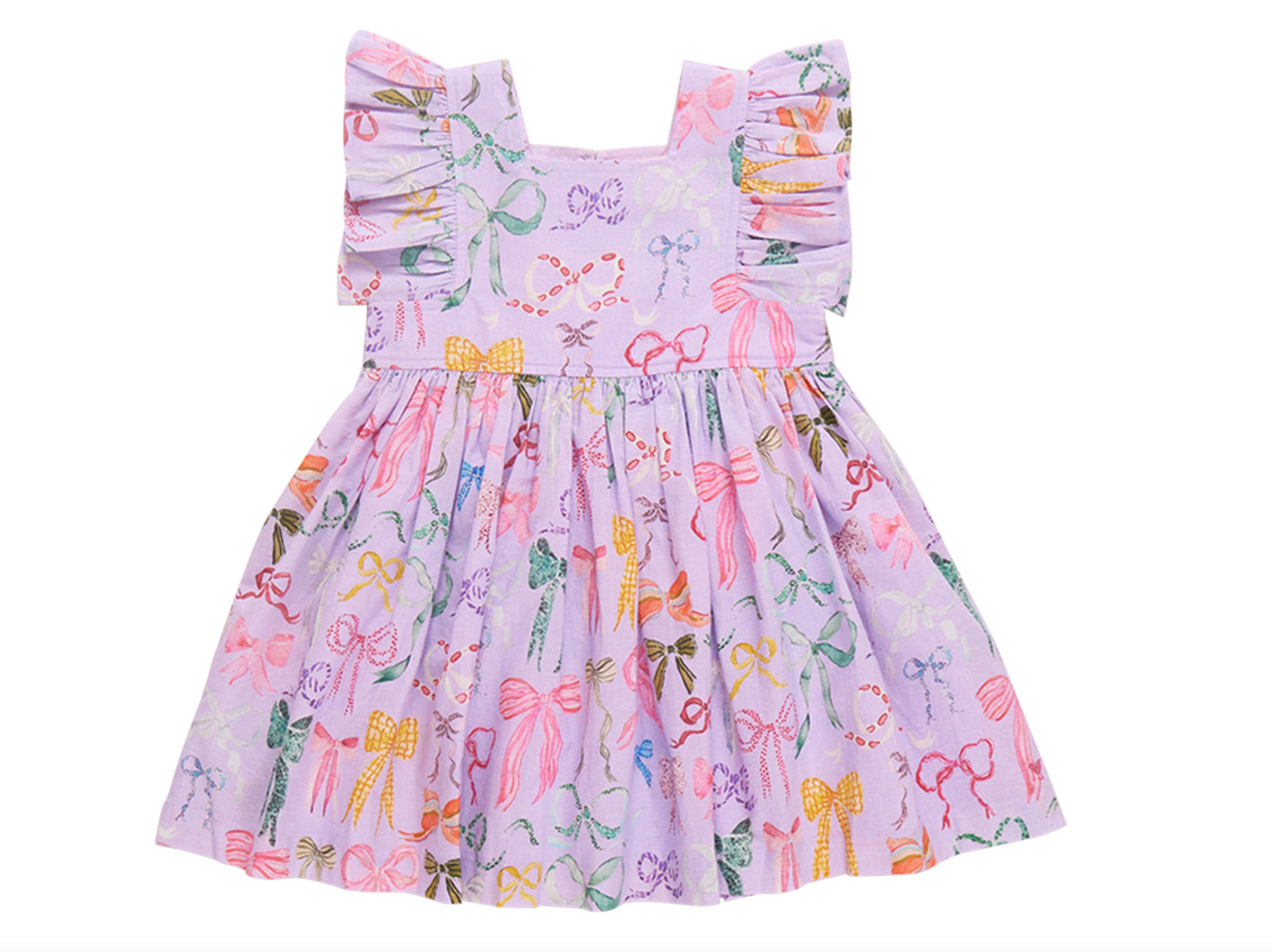 Girls Elsie Dress - Lavender Watercolor Bows