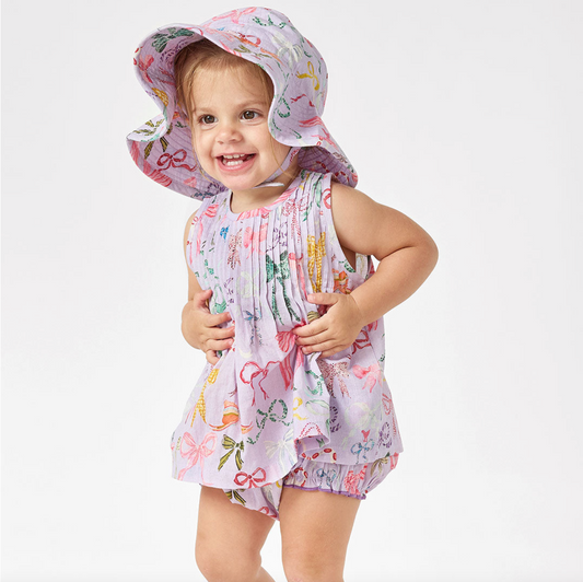 Baby Girls Sun Hat - Lavender Watercolor Bows