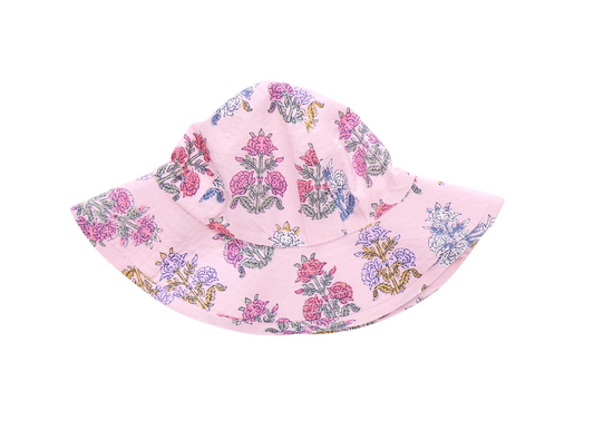 Baby Girls Sun Hat - Small Pink Flowerette