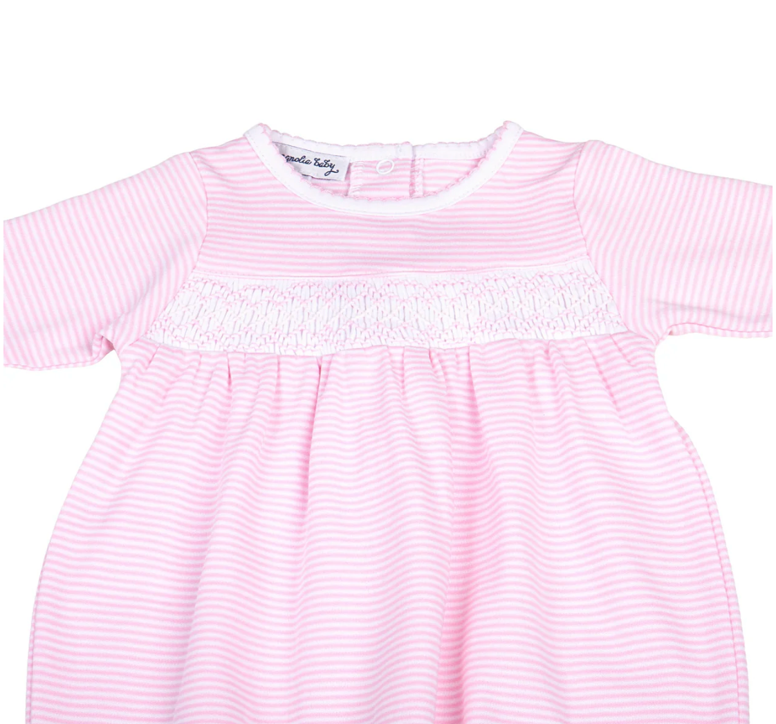 Mini Stripes Smocked Gown - Pink
