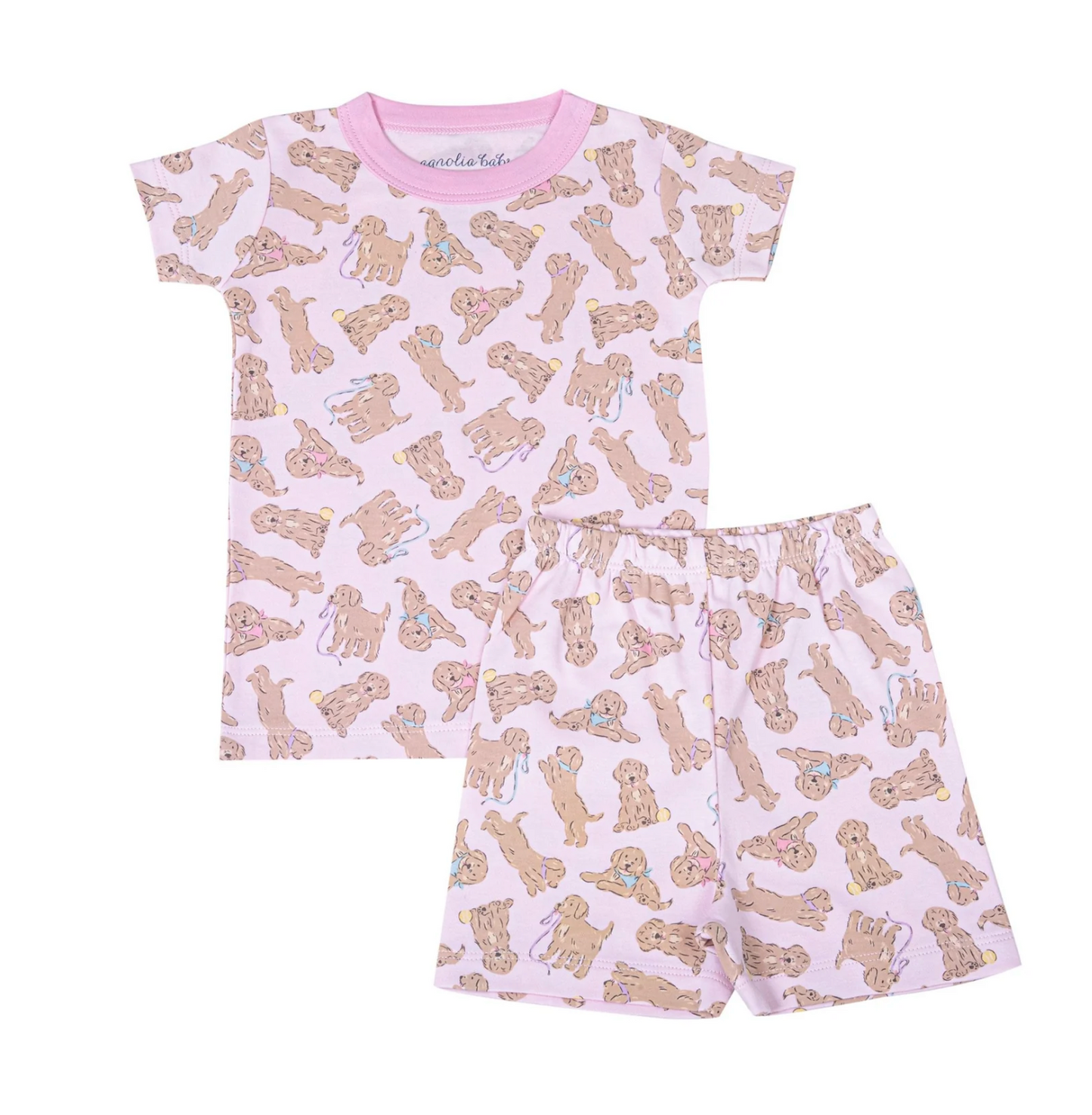 Golden Pup Short Pajamas - Pink