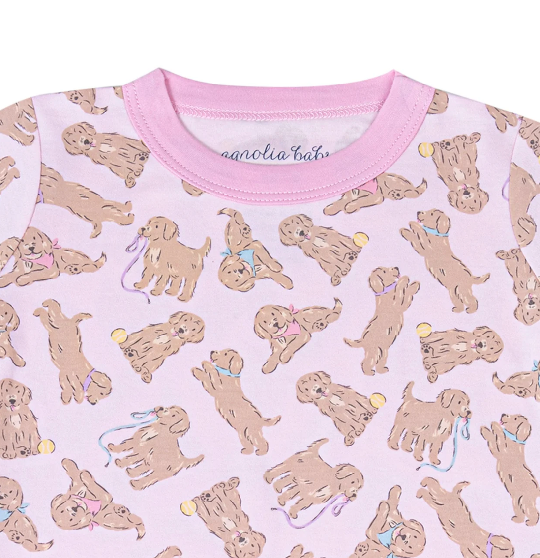 Golden Pup Short Pajamas - Pink