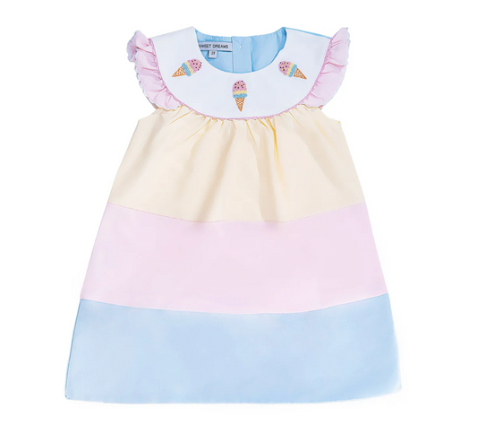 Colorblock Embroidered Ice Cream Dress