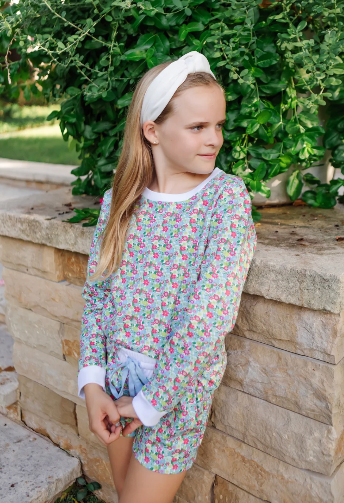 Stella Girls Sweatshirt Short Set - Arboretum Floral