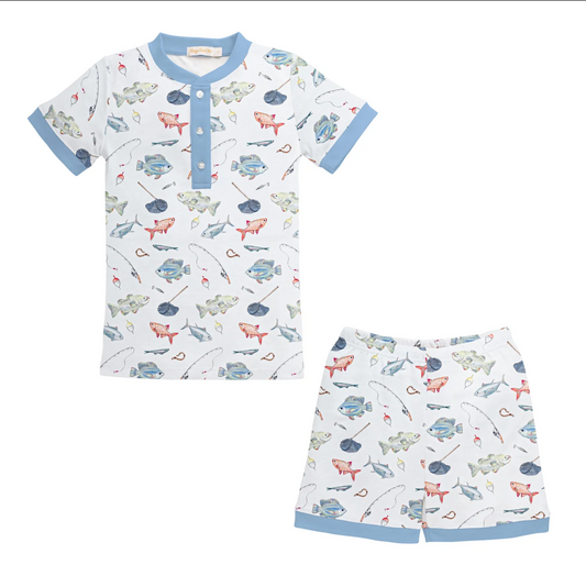 Fishing Day Printed Short Kid Set w/ Buttons