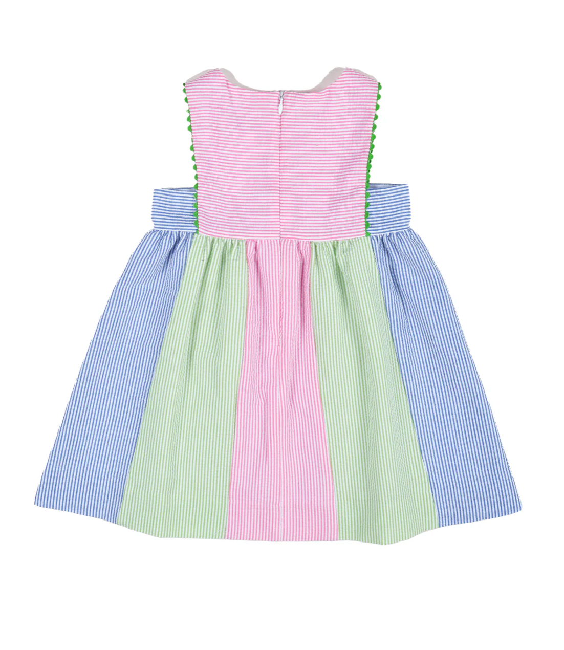 Stripe Seersucker Dress With Flowers