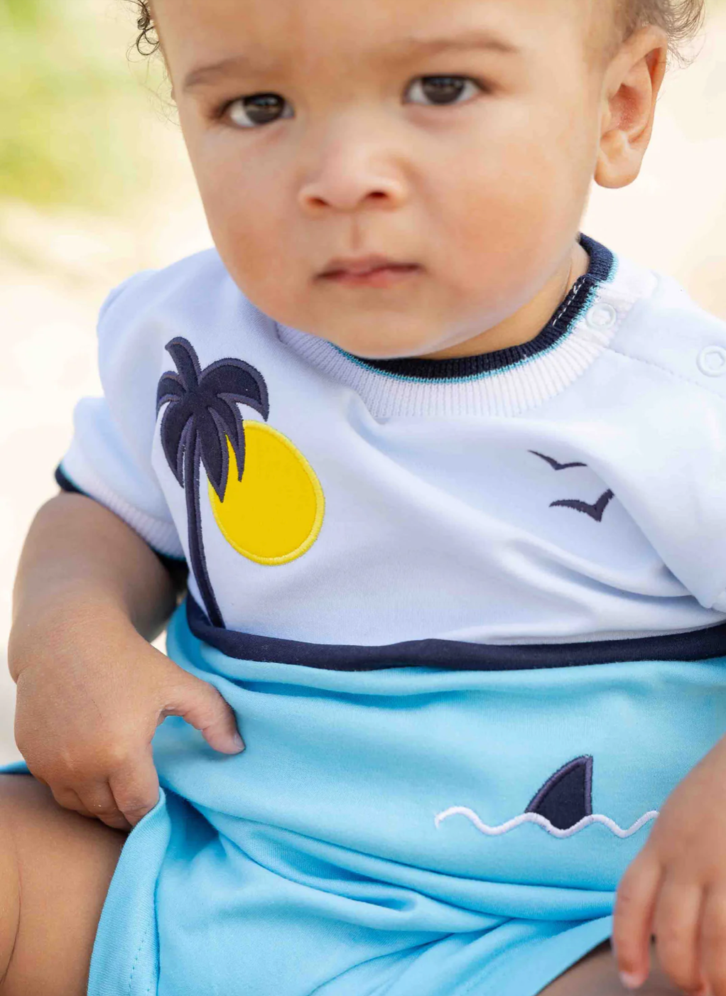 Knit Shortall With Ocean Scene