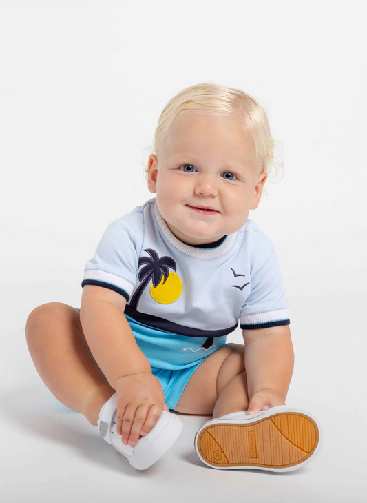 Knit Shortall With Ocean Scene