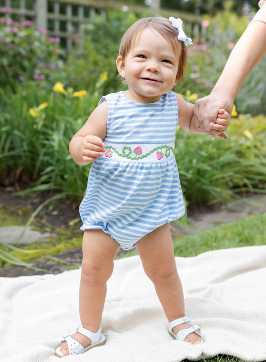 Stripe Knit Romper With Strawberries