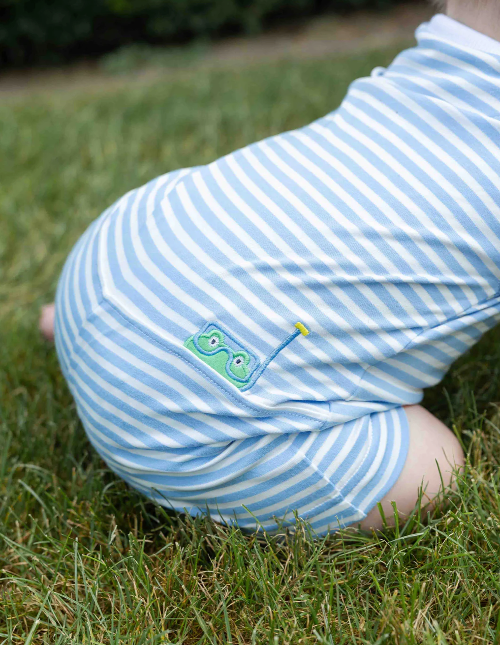 Stripe Knit Shortall With Frog