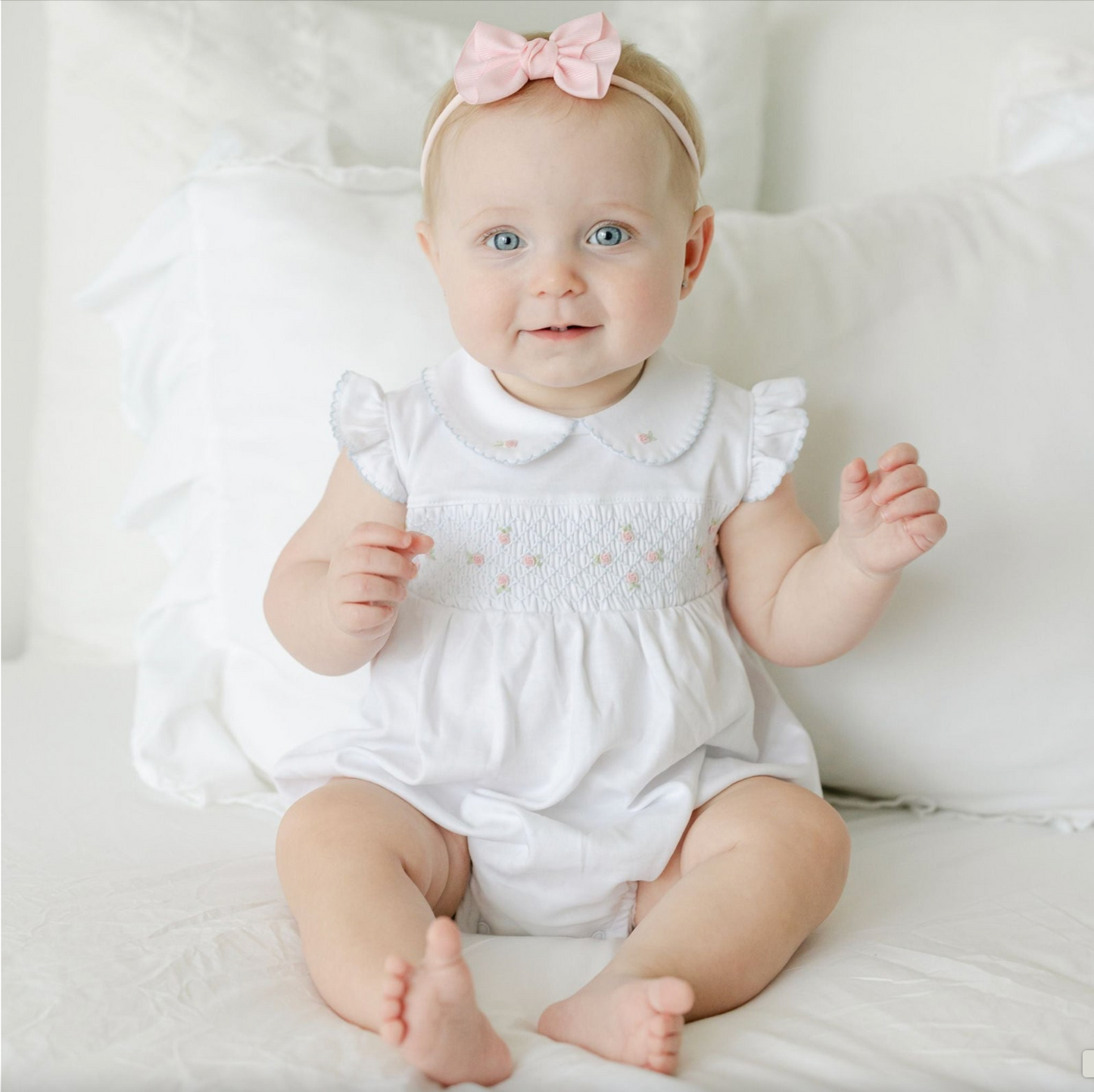 Charlotte's Classics Smocked Bubble - Sky Blue