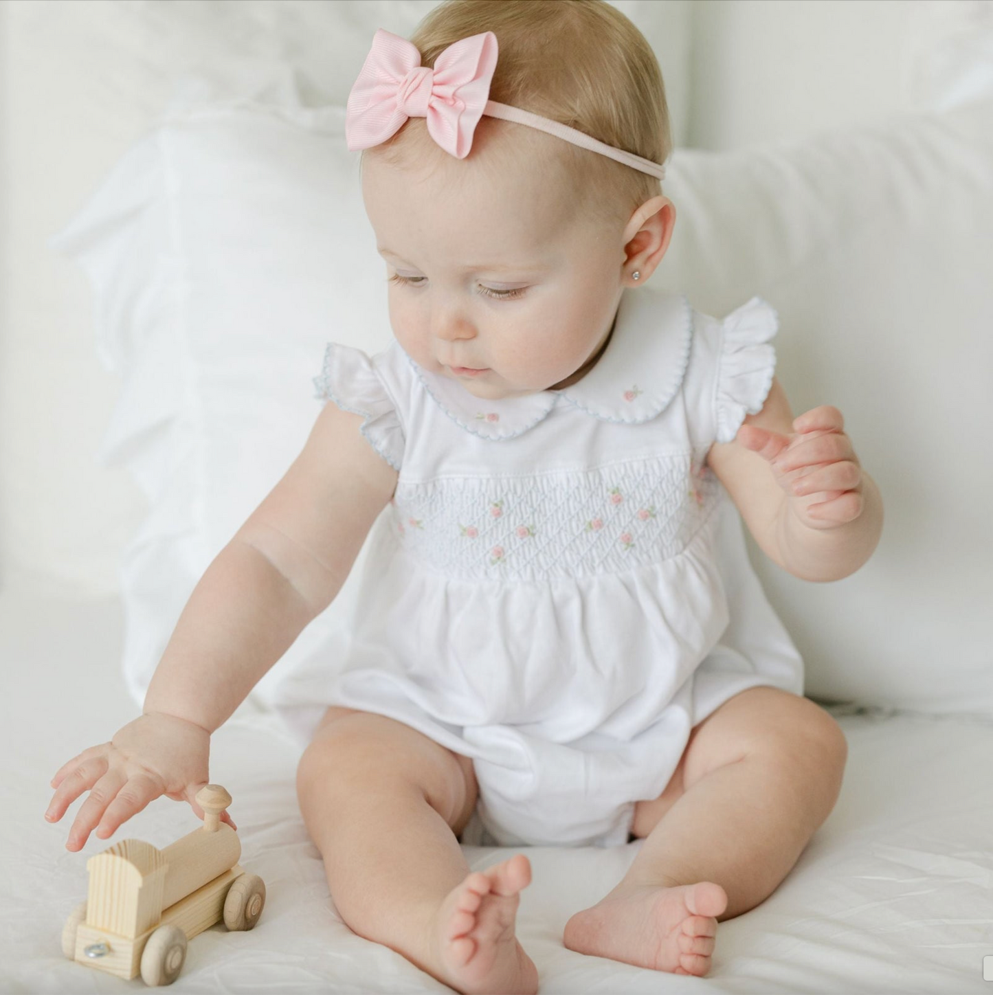 Charlotte's Classics Smocked Bubble - Sky Blue