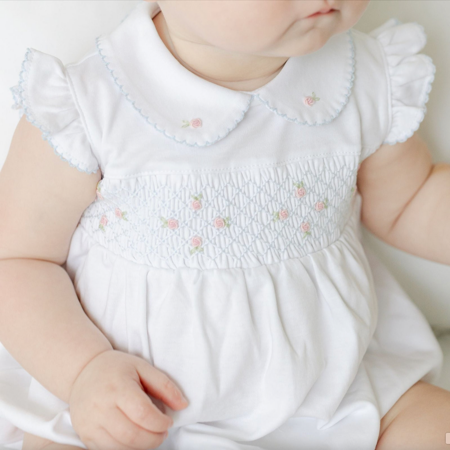 Charlotte's Classics Smocked Bubble - Sky Blue