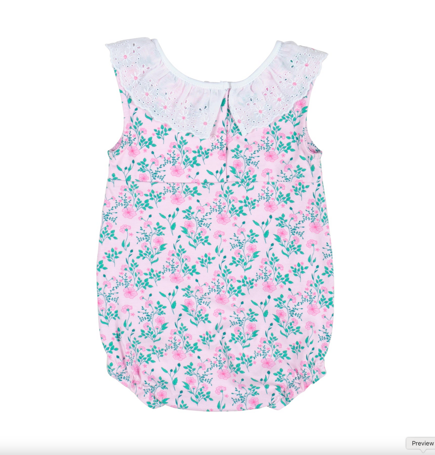 Floral Print Romper with Eyelet Collar