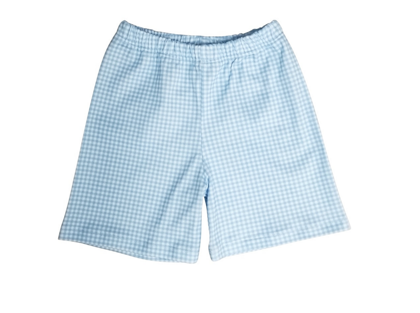 White & Blue Gingham Polo Short Set