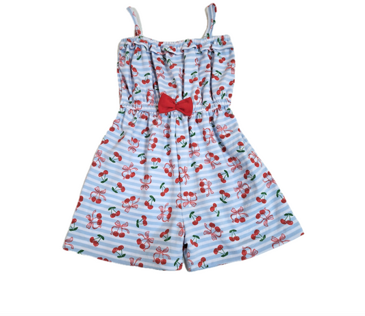 Girls Cherry Print Romper