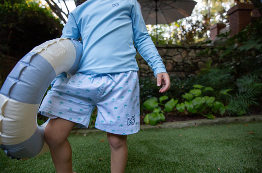 Boys Swim Trunk - Palm Tree Stripe