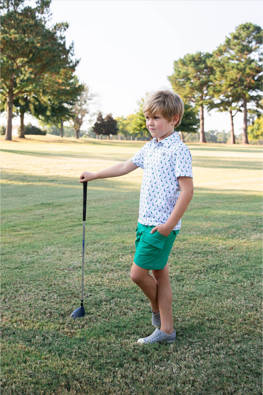 Boys Performance Polo - Golf Print