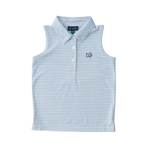 Clear Sky Blue - Sleeveless Performance Polo Shirt