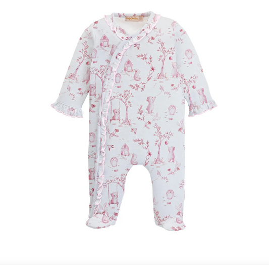Toile De Jouy Pink Printed Footie