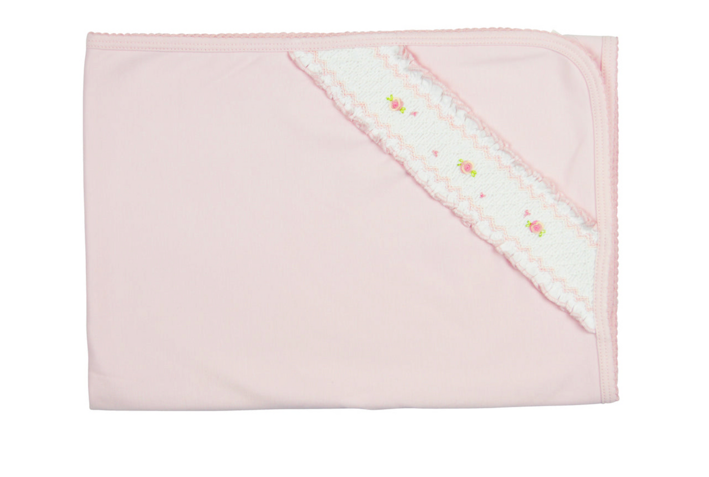 Pink Hand Smocked Rosebuds Blanket