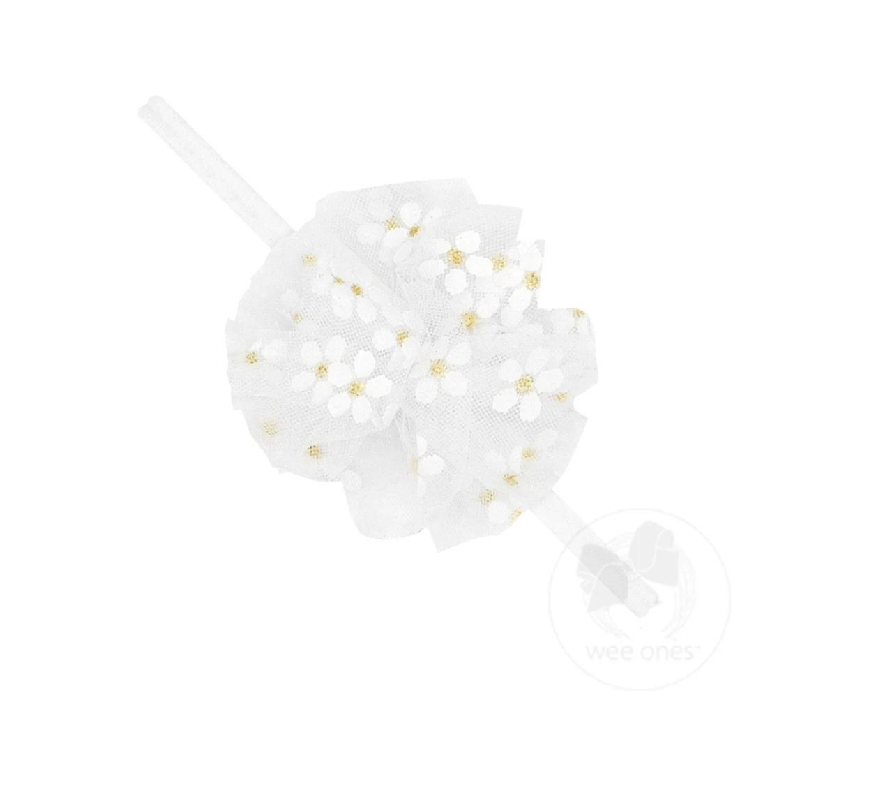 Small Flower Tulle Puff on Skinny Nylon Band - Multiple Color Options