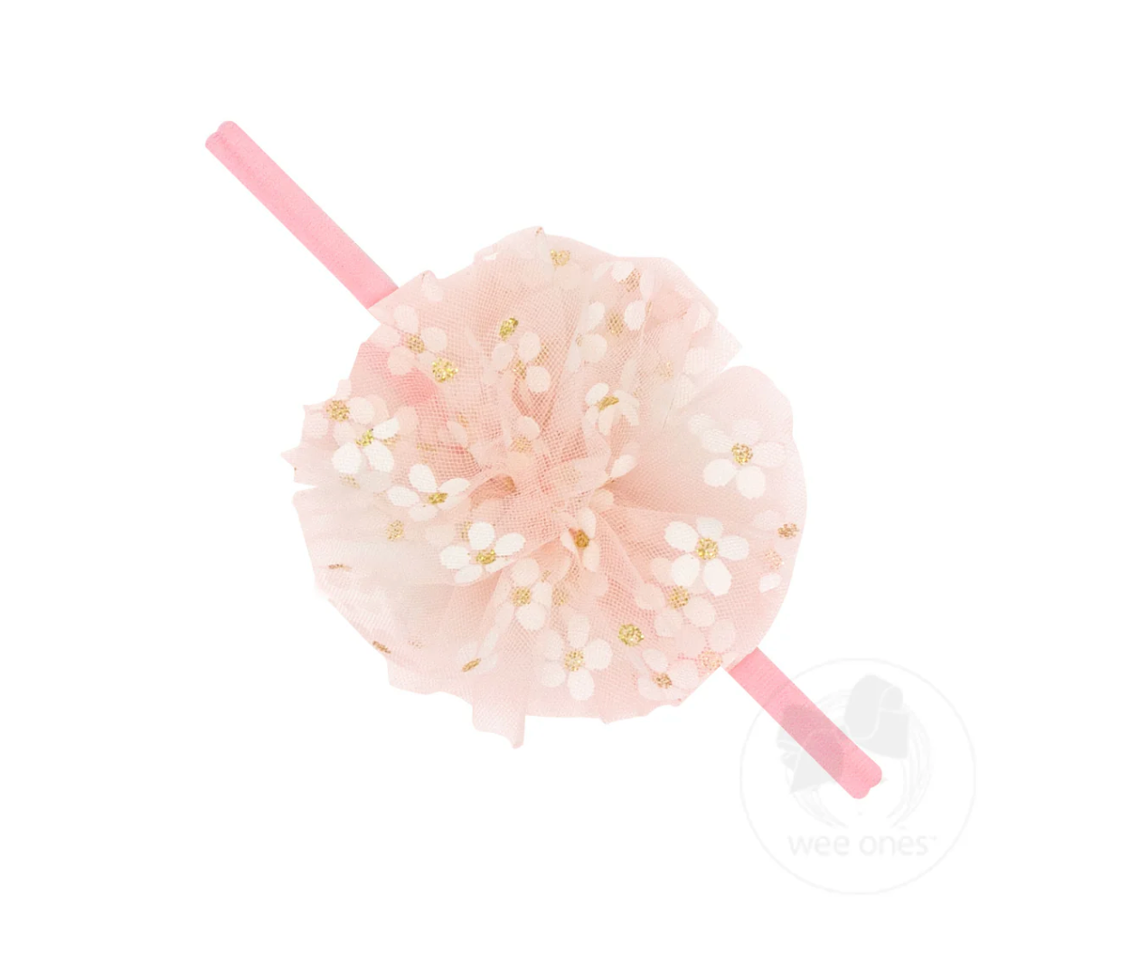 Small Flower Tulle Puff on Skinny Nylon Band - Multiple Color Options