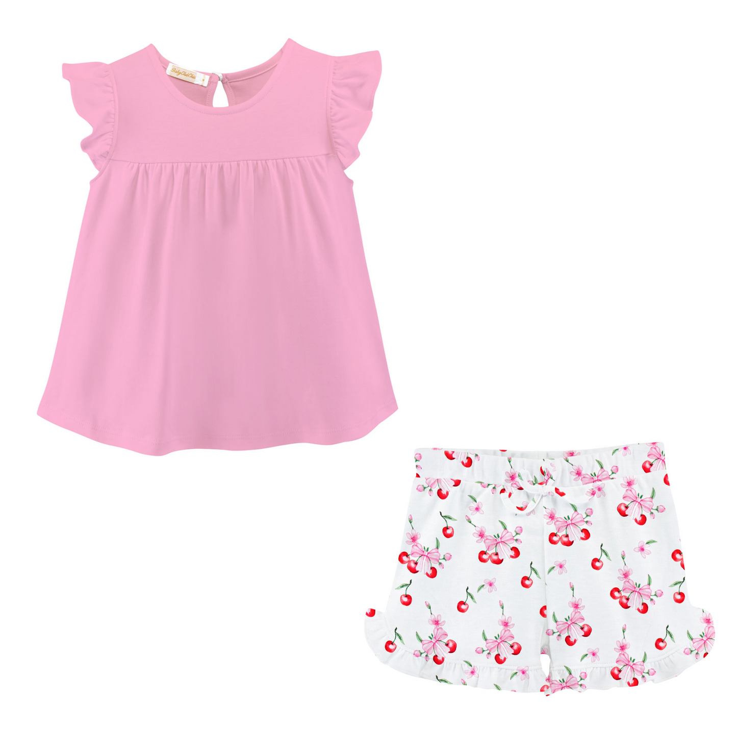 Cherry Pop Solid Tee Short Set