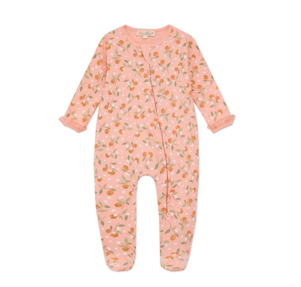 Orange Blossoms Ruffle Zipper Footie