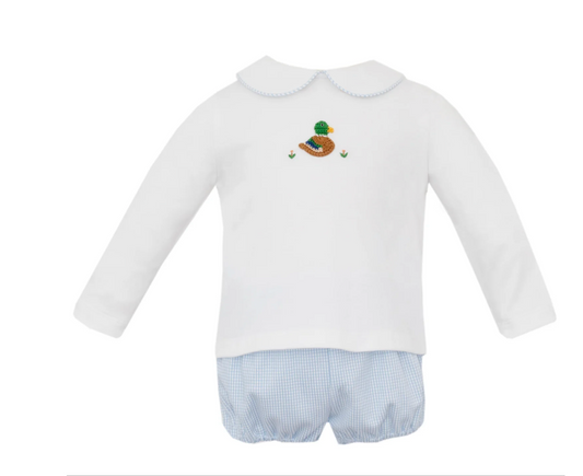 Mallard Duck Blue Check Knit Diaper Set