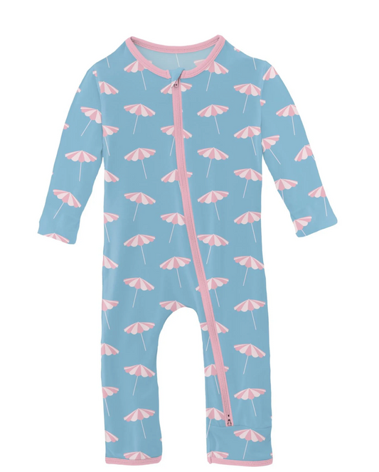 KicKee Pants Coverall - Seaside Blue Beach Umbrellas