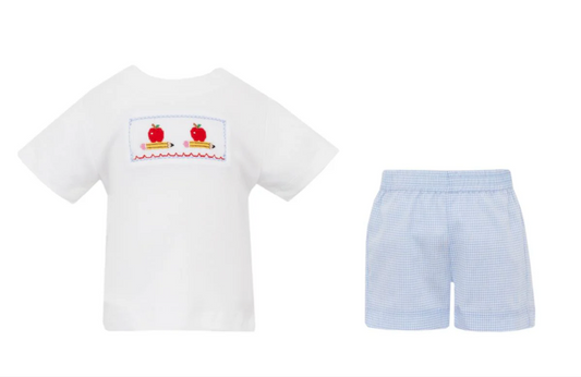 Apples & Pencils Smocked Short Set