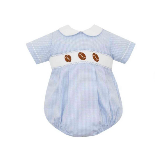 Football Boy's Blue Gingham Bubble