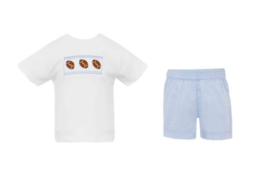 Football Boy's Smocked Short Set