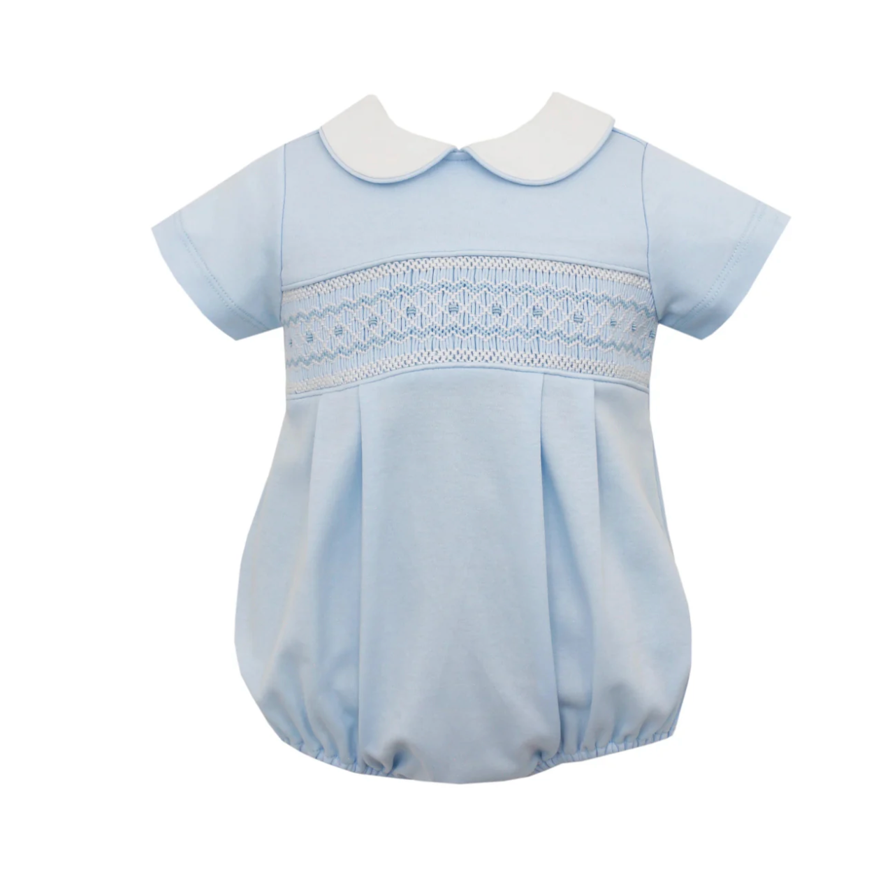 Light Blue Knit Smocked Bubble