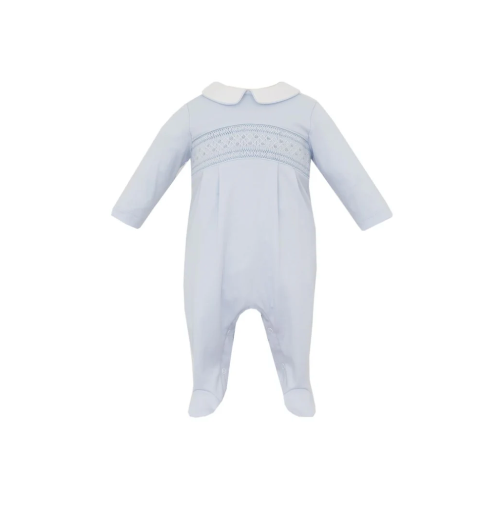 Light Blue Smocked Long Footie
