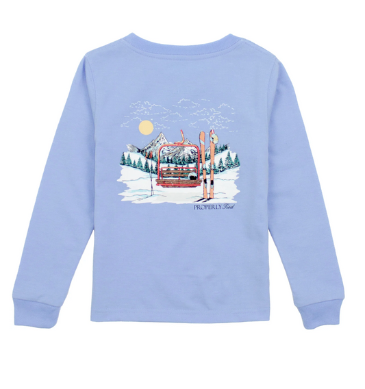 Properly Tied Boys Ski Lift Light Blue Tee