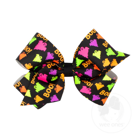 Medium Neon Halloween Print Bow