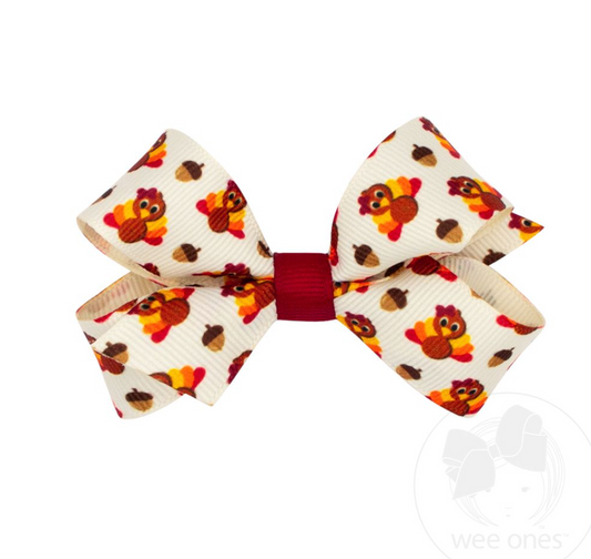 Wee Ones Mini Turkey Print Bow