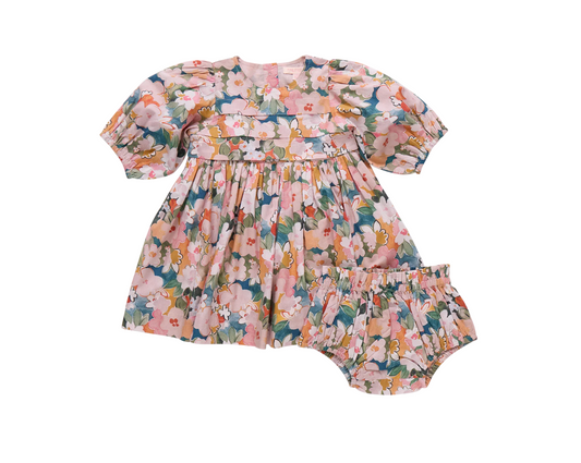 Pink Chicken Baby Girls Evelyn Dress Set - Watercolor Floral