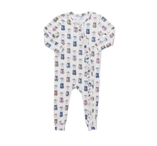 Pink Chicken Ruffle Bamboo Romper - Ballet Slippers