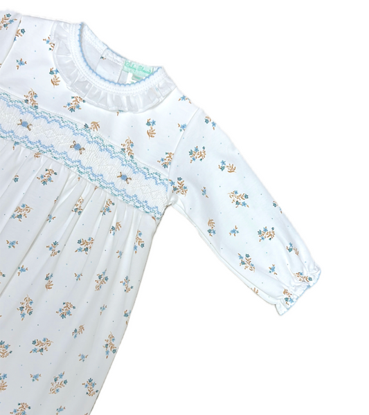 Girl's Smocked Converter Dainty Blue Flowers