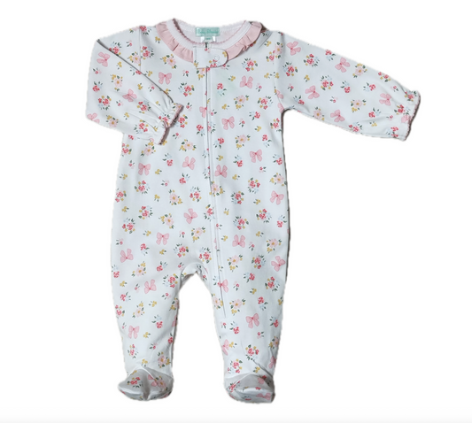 Bows and Flowers Baby Girl Footie