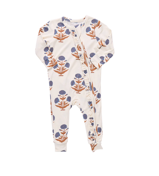 Pink Chicken Baby Girls Ruffle Bamboo Romper - Dandelion