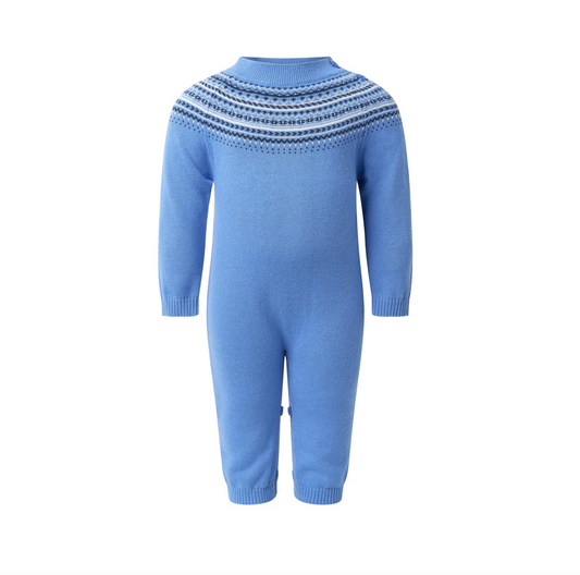 Rachel Riley Blue Fairisle Playsuit