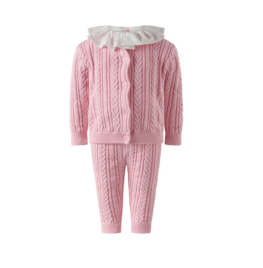 Rachel Riley Pink Cable Knit Set