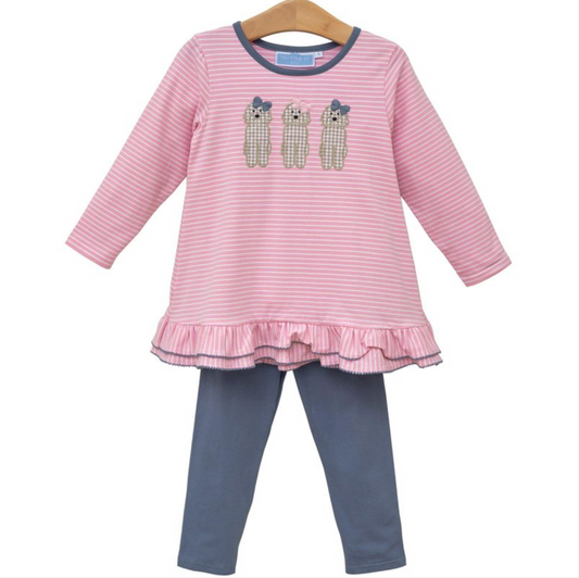 Girl's Dog Ruffle Pant Set