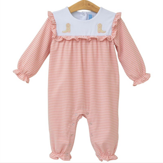 Boots Embroidery Ruffle Romper